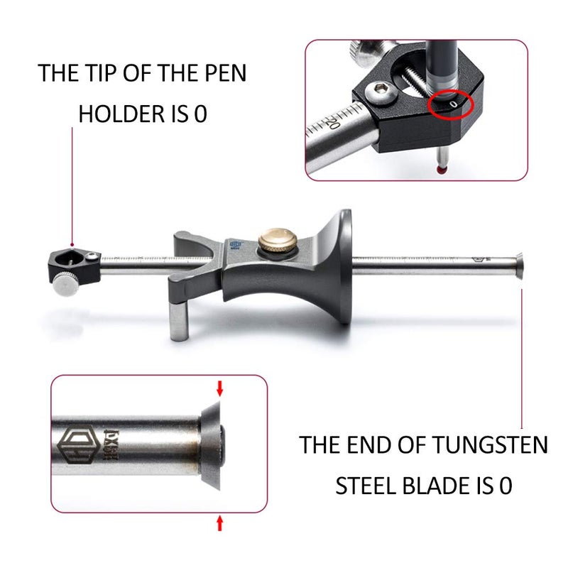 VISLONE Wood Scribe Tool Wheel Marking Gauge woodworking tool set 180 MM Sliding Mark Scraper Adjustable Precision Linear Arc Dual-purpose Scriber Parallel Line Drawing Tool - Image 4